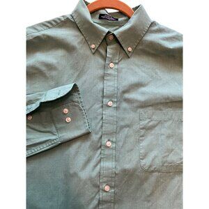 Chaps Long Sleeve Button Up Light Green Tiny Checked Shirt‎ Size 16 1/2 36/37